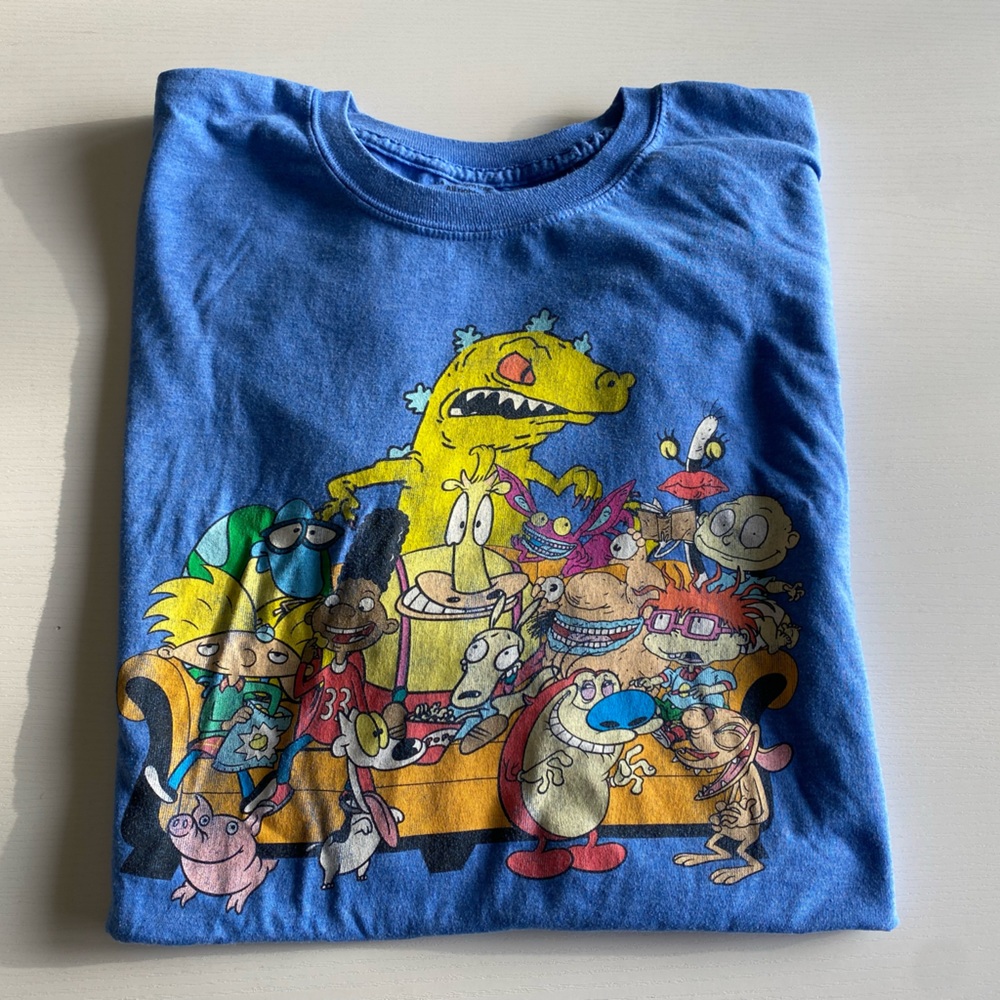 Vintage 90s Nickelodeon TV shows Blue T-Shirt Size 3XL